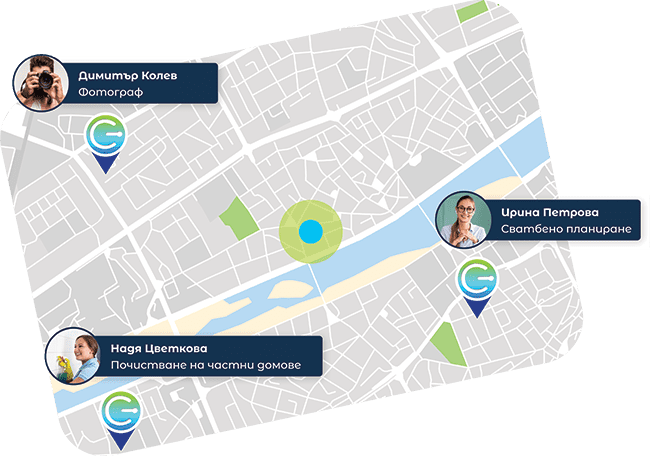В connecto подбираме най-добрите професионалисти за вас gps карта с connecto пинчета и отбелязани професионалисти в различни сфери на дейност по адреси
